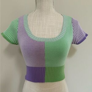 LA Hearts Colorblock Ribbed Knit Crop Top